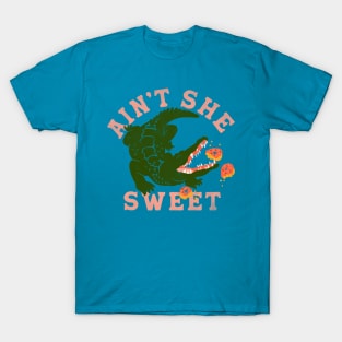 Ain't She Sweet Alligator & Donuts Design T-Shirt